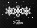 Merry Christmas and Happy New Year lettering vector illustration with snowflake on black background paper art style Royalty Free Stock Photo